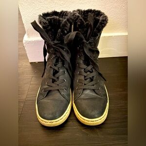 AUTHENTIC  Uggs Black Fur-Lined Sneakers